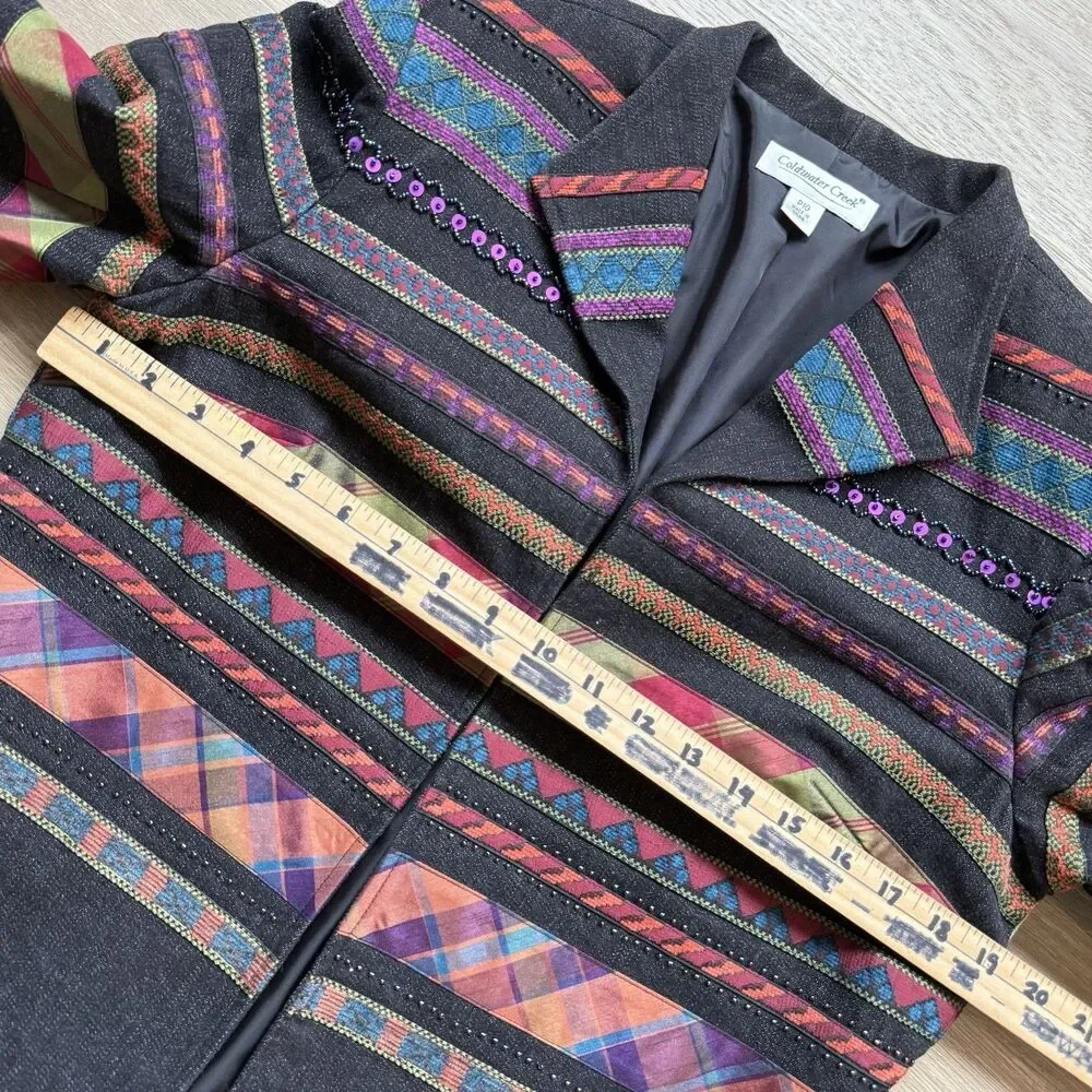 Coldwater Creek Jacket  Women P10 Aztec Embroidered Beaded Blazer Topper Vtg - Picture 3 of 12